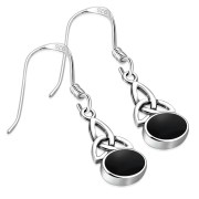 Black Onyx Celtic Trinity Knot Silver Earrings - e391h